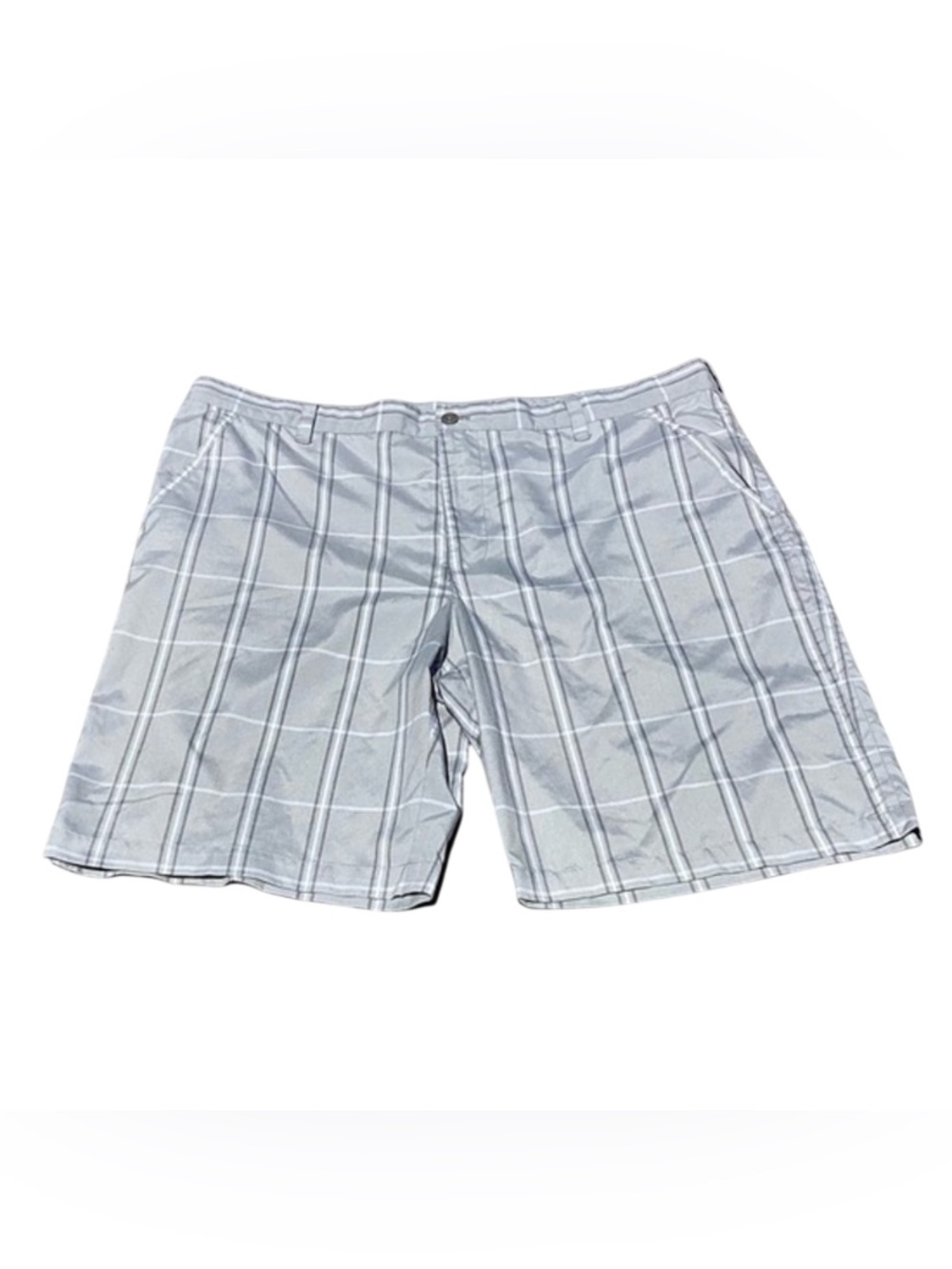 IZOD Performance Plaid Golf Shorts Gray White • 42